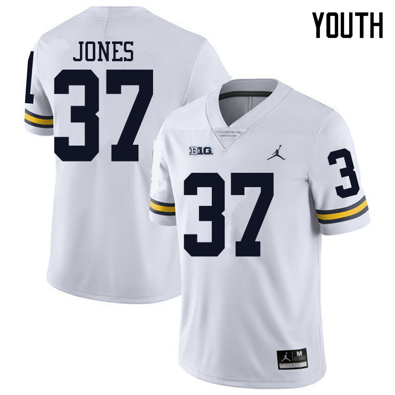 Jordan Brand Youth #37 Bradford Jones Michigan Wolverines College Football Jerseys Sale-White